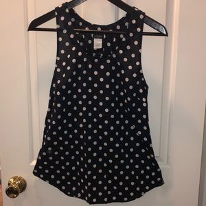 J Crew Navy blue polka dot top